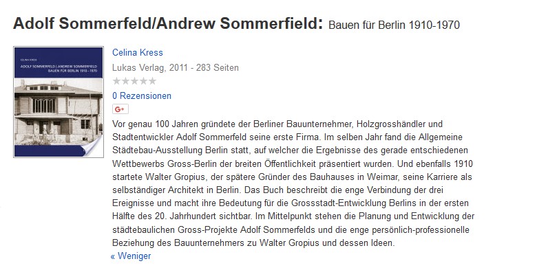 Adolf Sommerfeld/ Andrew Sommerfield: Bauen für Berlin 1910-1970